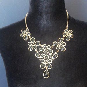 BLACK and GOLD floral design necklace